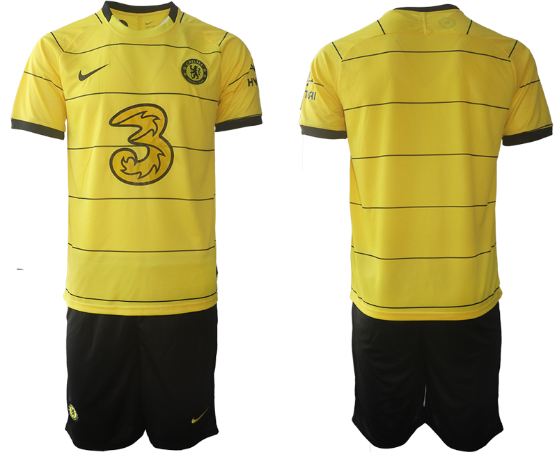 Men 2021-2022 Club Chelsea away yellow blank Soccer Jersey->chelsea jersey->Soccer Club Jersey